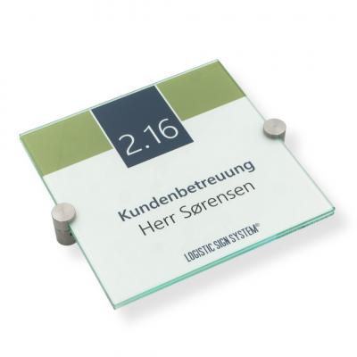 Türschild VITRUM K , Glasschild, Büroschild, Doppelglasschild
